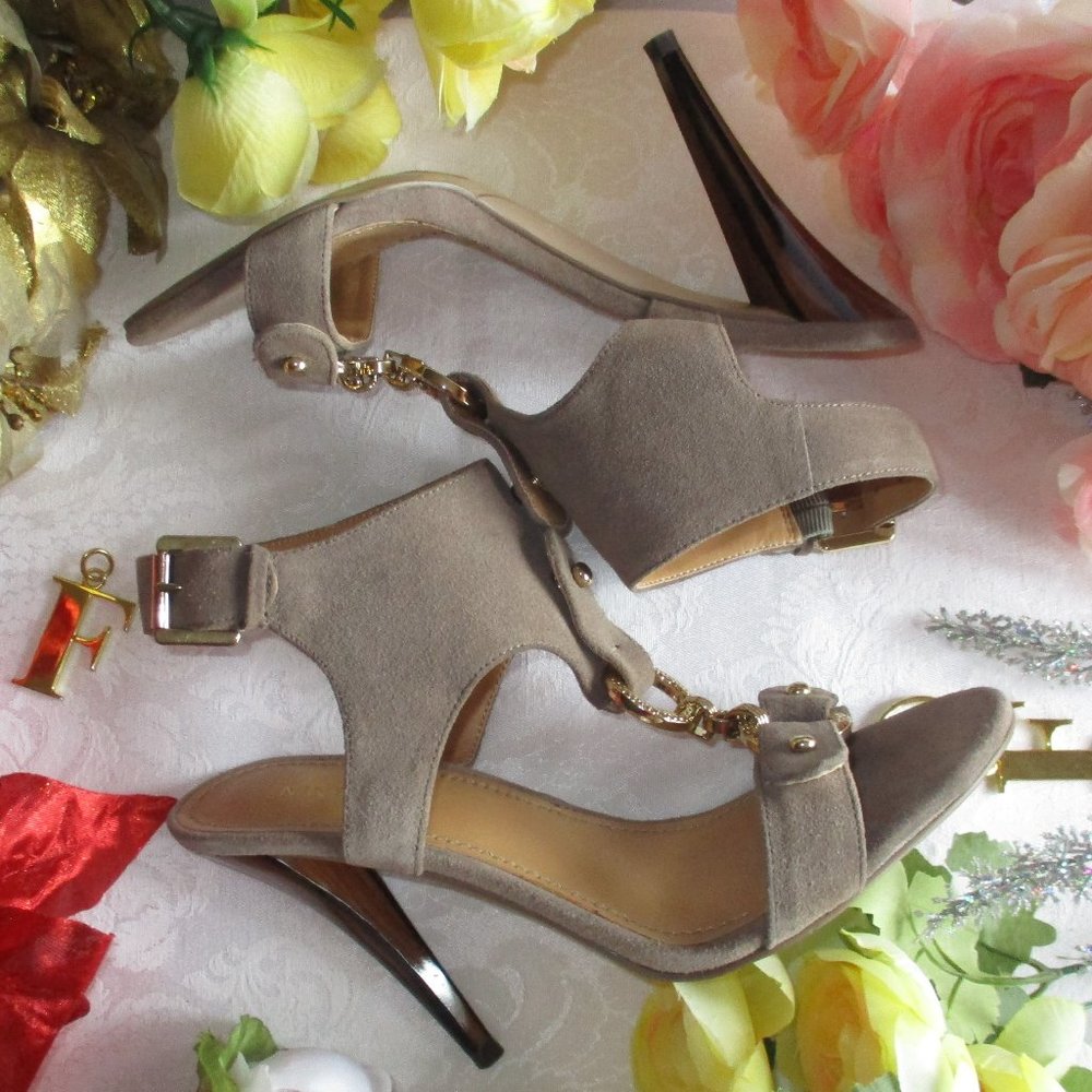 💕💕 NINE WEST VINTAGE TAUPE EMBELLISHED SANDALS – SIZE 6.5 – NWOT 💕💕